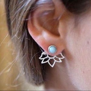 New simple studded lotus flower earrings